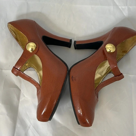 CHARLOTTE RUSSE Ashley Rusty Brown T-Strap Platform Pumps Shoes Heels Size 8 - Picture 6 of 14